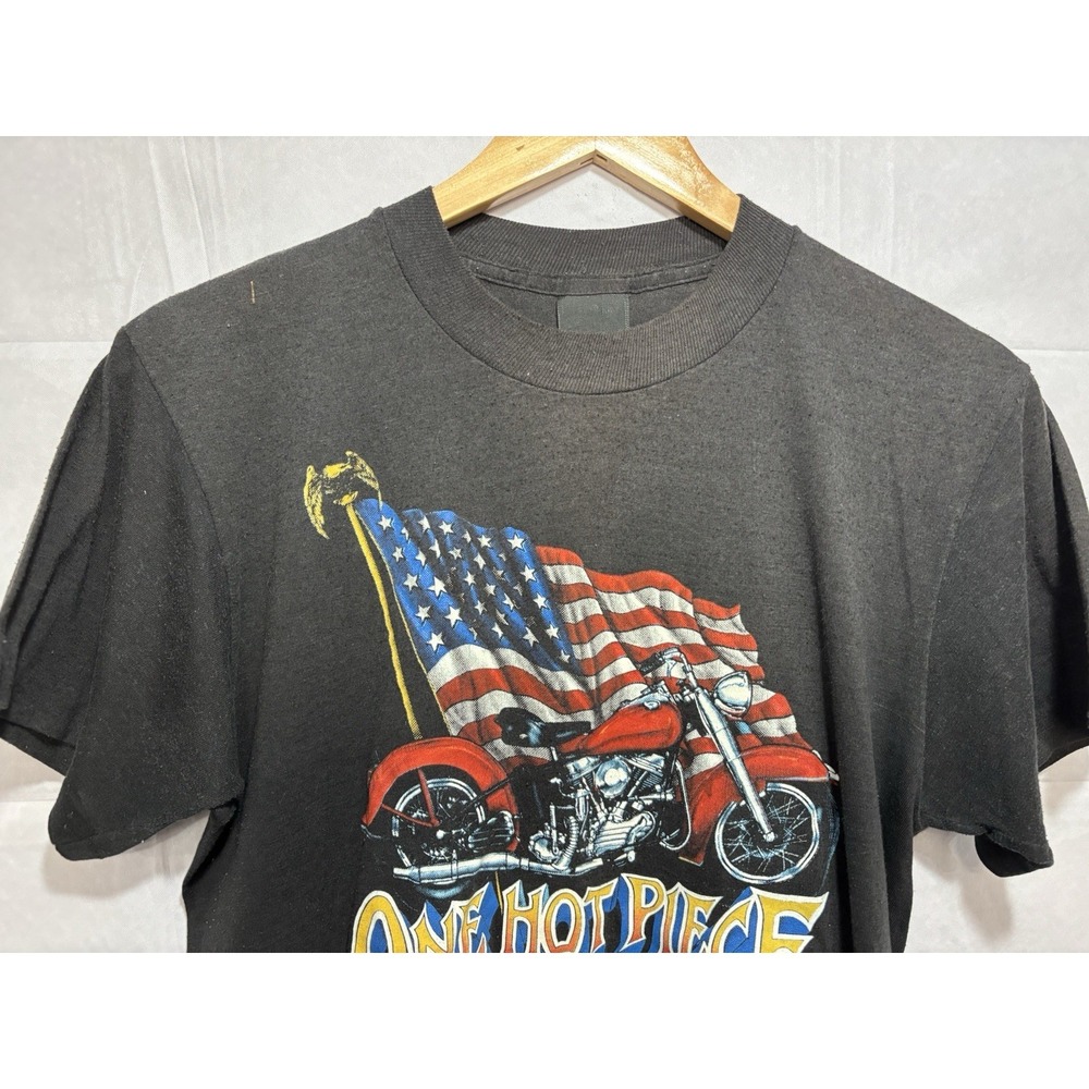 3D Emblem Shirt Motorcycle Single Stitch 1980s Black Men's‎ Large 1986 Vintage - Picture 3 of 13